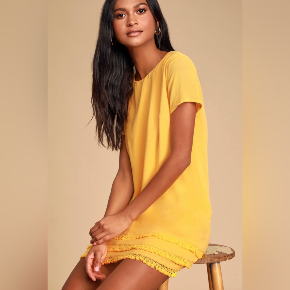 Lulus Buenos Aires Golden Yellow Shift Dress